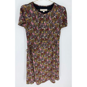 LOFT Paradise Lost Pintucked Side Tie Jungle Mini Dress Sz XXS, 3138